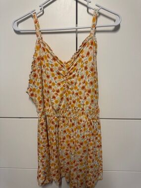 torrid Cream Knit Floral Tank top with Yellow & Orange Flowers